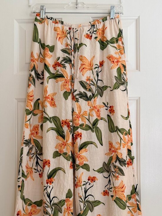 Peppermayo Pants - PEPPERMAYO Dalida linen lined pants lily orange cream, S